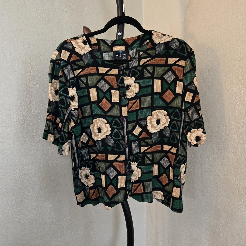 Floral Geometric Patterned Women's Top